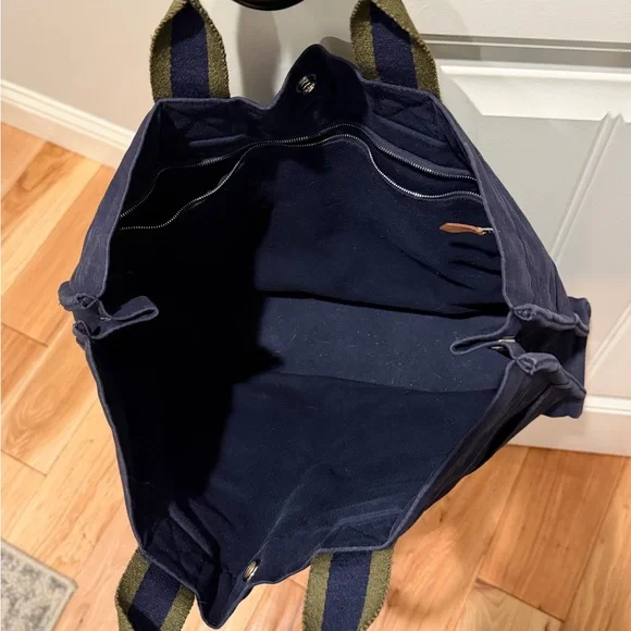 Hermes Navy and Olive Canvas Briefcase
